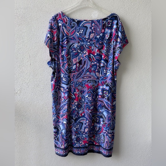 Talbots Plus sheath Dress with Side Knot Cap Sleeves Midi Length Career Church - Picture 3 of 10